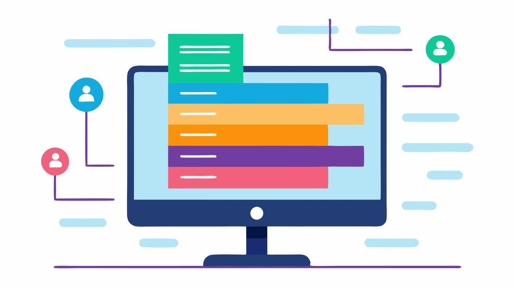 Resume Sorting A digital screen displaying a flow of resumes being sorted by an AI algorithm with colorful bars indicating skill levels and qualifications.. vector