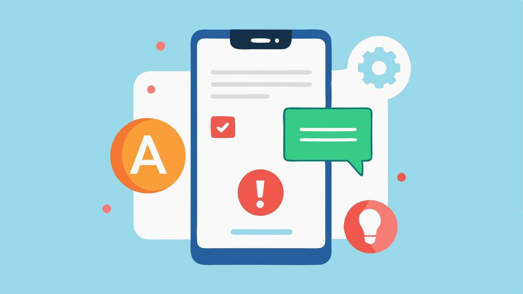 Responsive Alerts An illustration of a smartphone with notification bubbles popping up signaling alerts about harmful content detected with an AI symbol in the corner indicating. vector