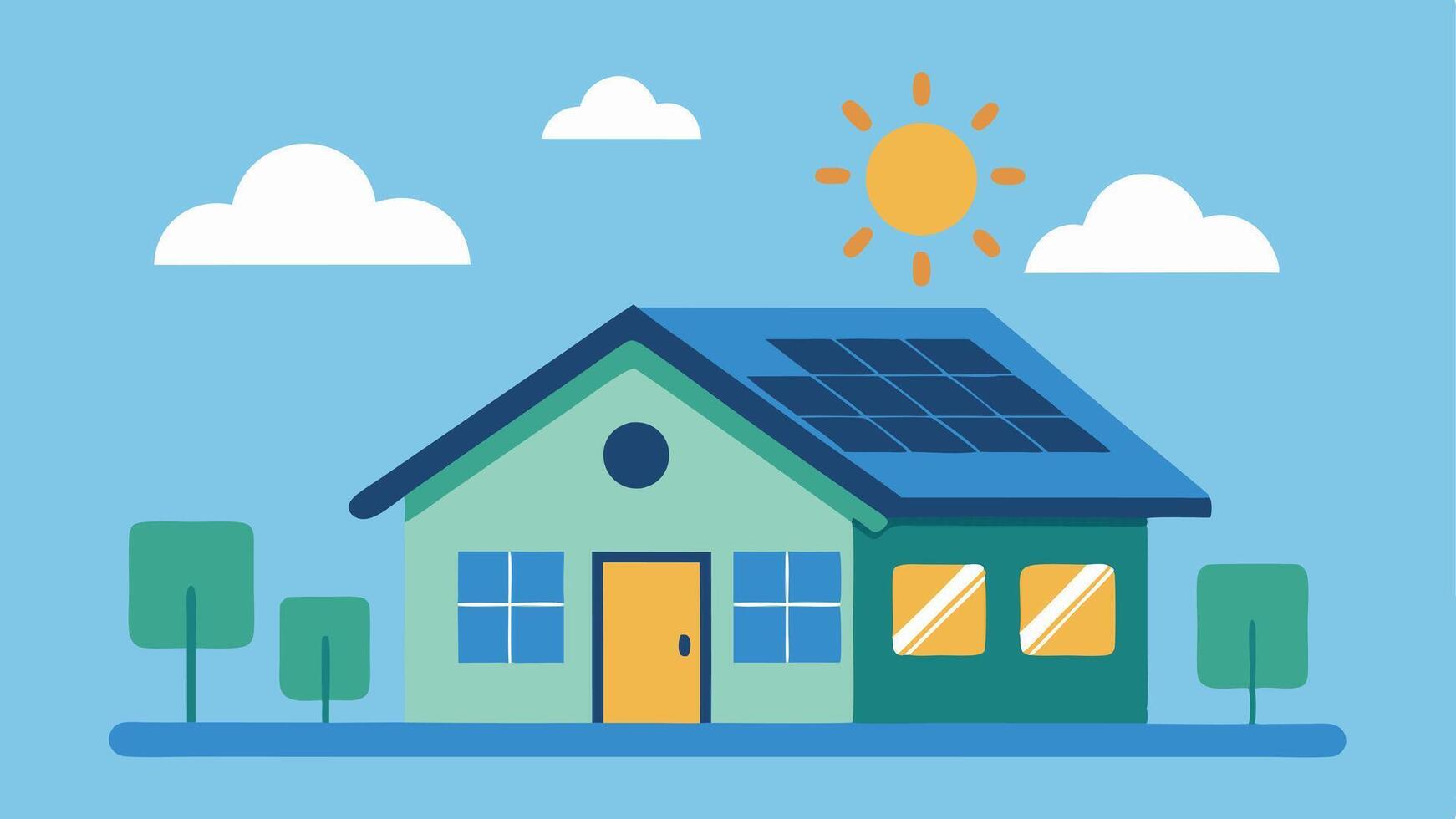 Smart Meter with Solar Panels A house with solar panels on the roof featuring a smart energy meter that shows both solar energy production and household consumption.. vector
