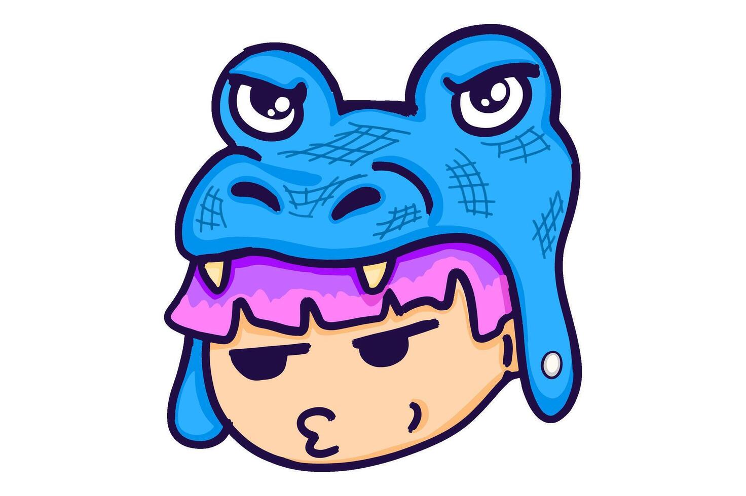 Cute Cartoon Character Wearing a Crocodile Hat vector