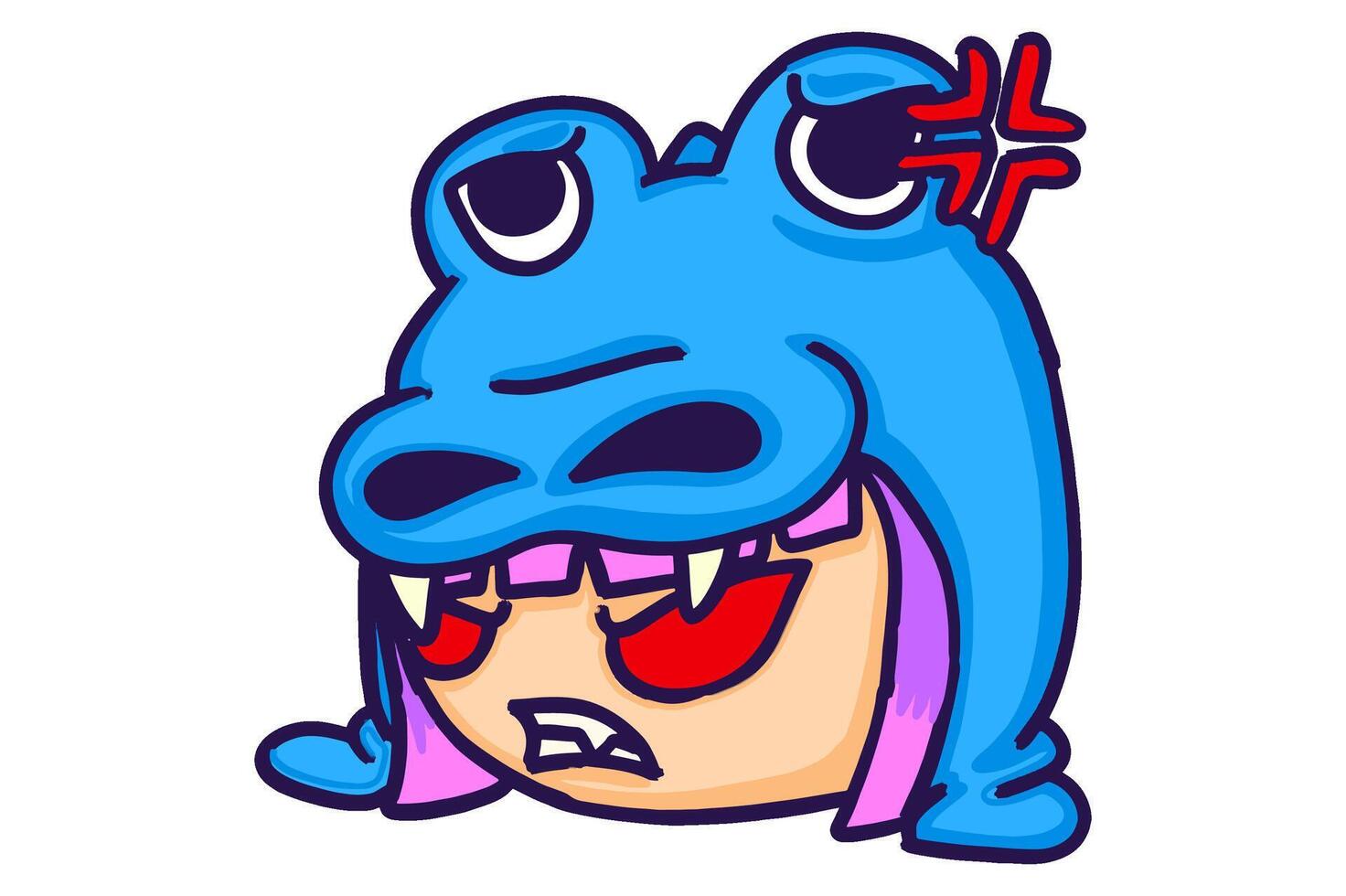 Angry cartoon character with a Crocodile hat vector