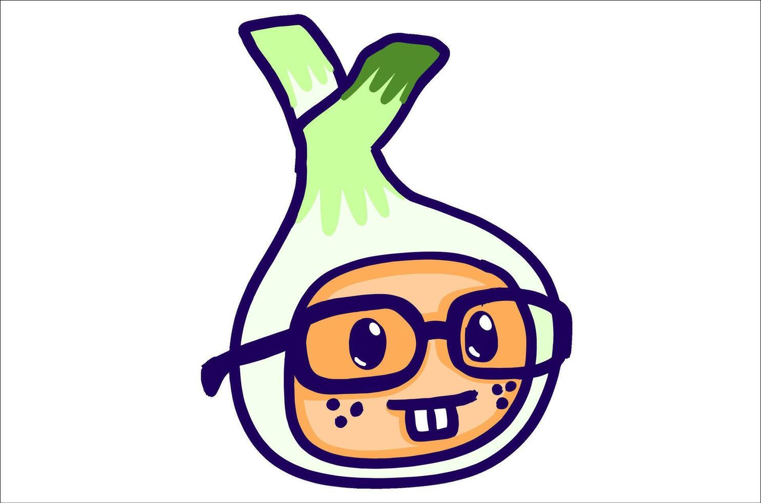 Smart and Cute Little Mascot Wearing a Leek Outfit Sticker vector