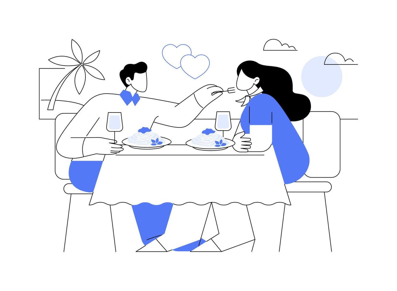 Romantic dinner isolated cartoon illustrations. vector