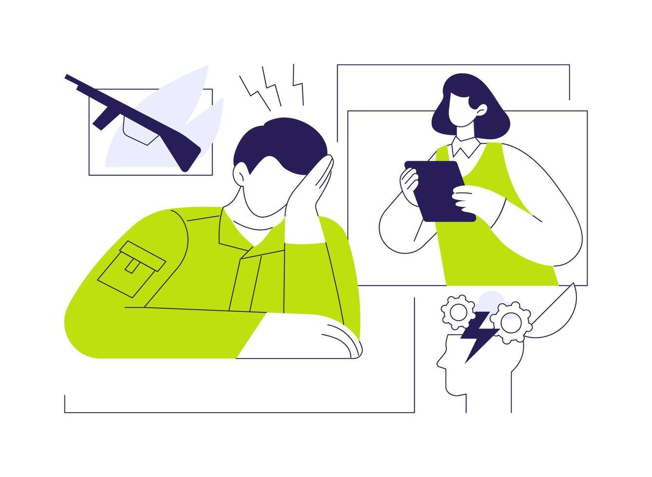 Post-traumatic stress disorder abstract concept illustration. vector