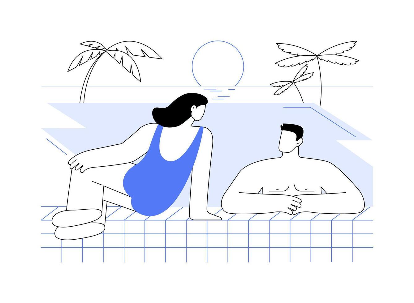 Swimming pool relax isolated cartoon illustrations. vector