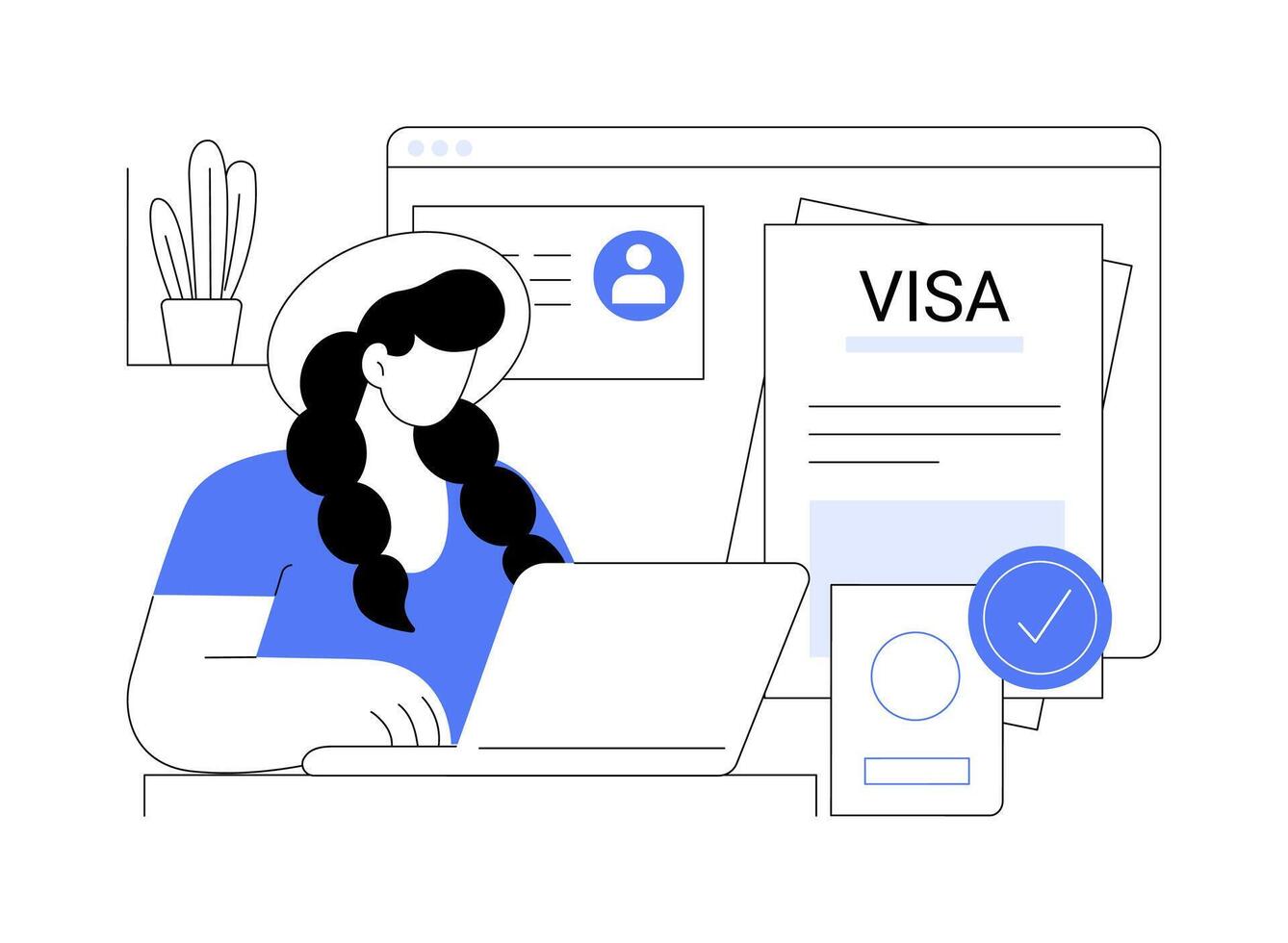 Visa application isolated cartoon illustrations. vector