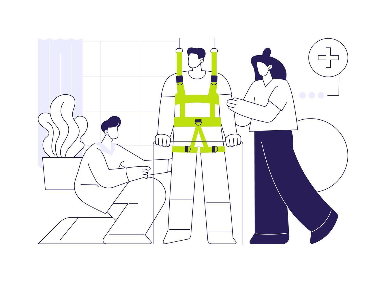 Spinal cord injury rehabilitation abstract concept illustration. vector