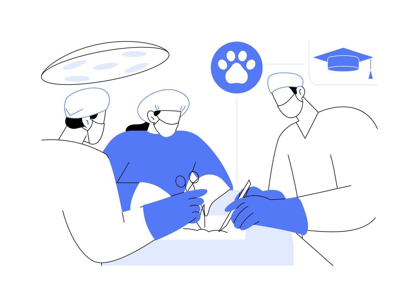 Surgery practice isolated cartoon illustrations. vector