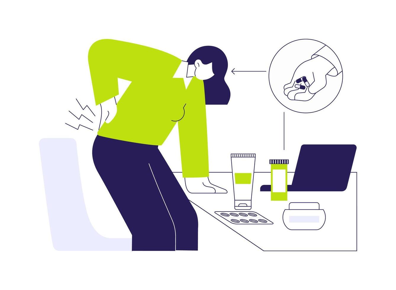 Pain medication abstract concept illustration. vector