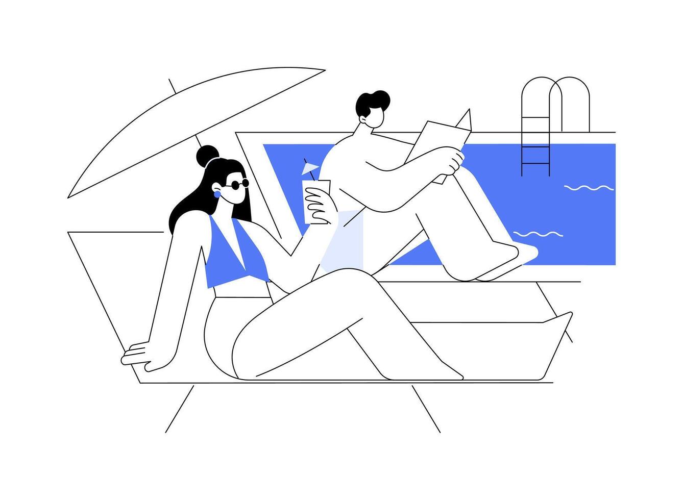 Sunbathing isolated cartoon illustrations. vector
