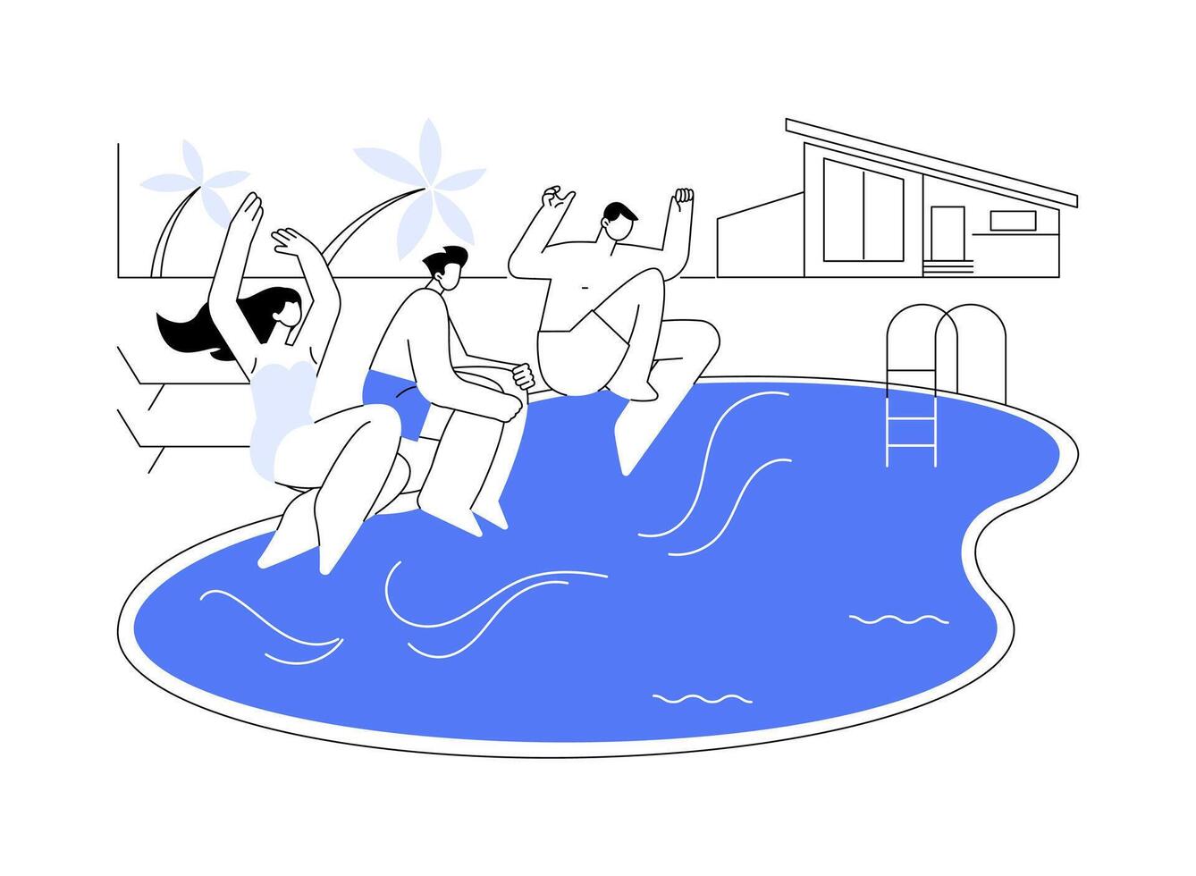 Swimming pool fun isolated cartoon illustrations. vector