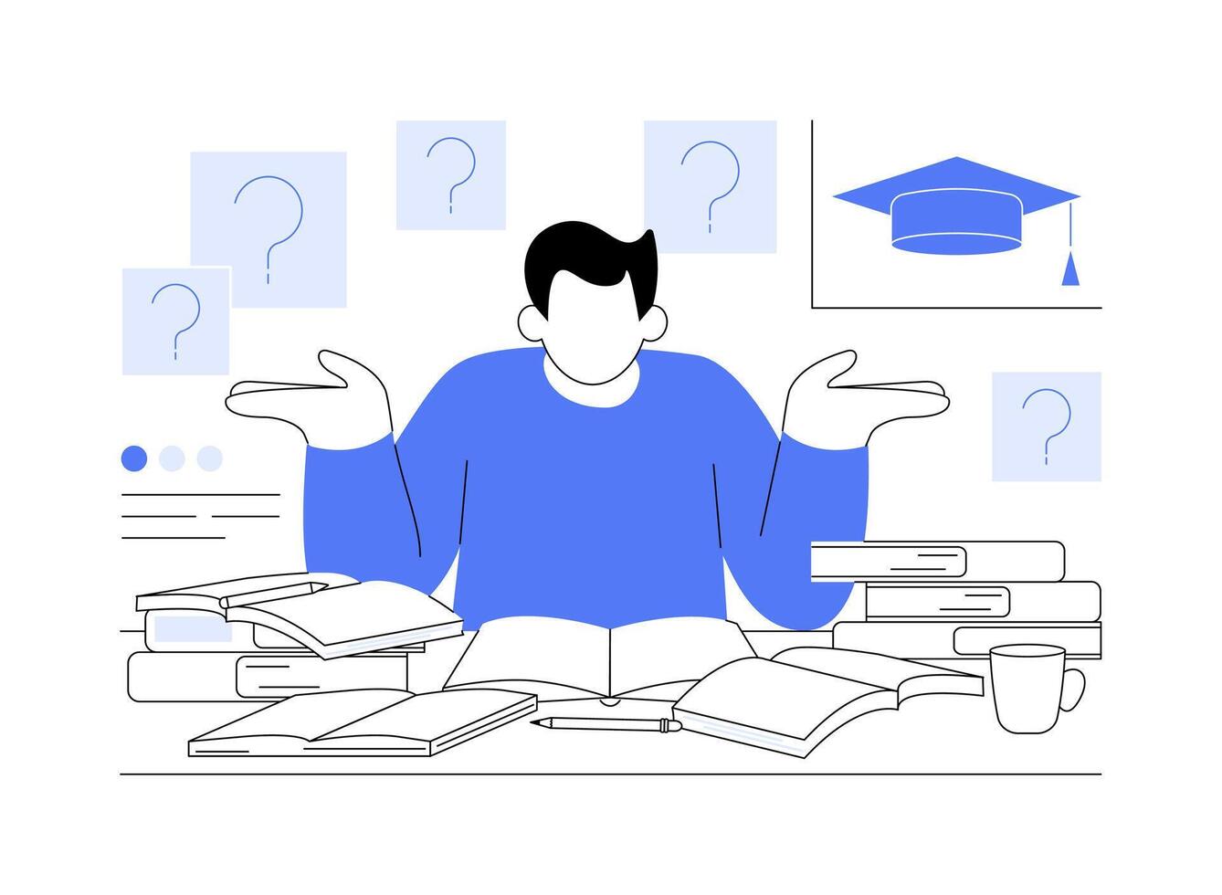 Choosing thesis topic isolated cartoon illustrations. vector