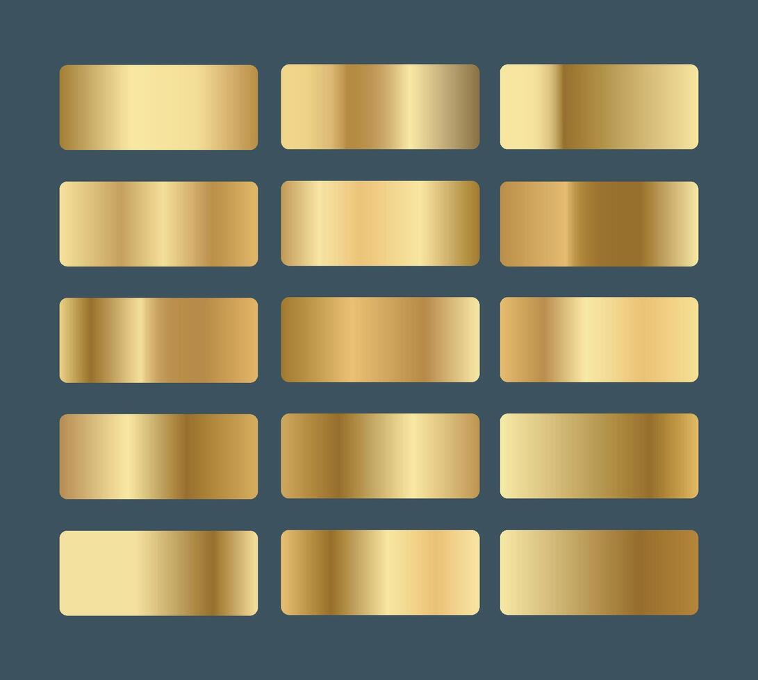 golden gradient palette collection set in isolated background vector