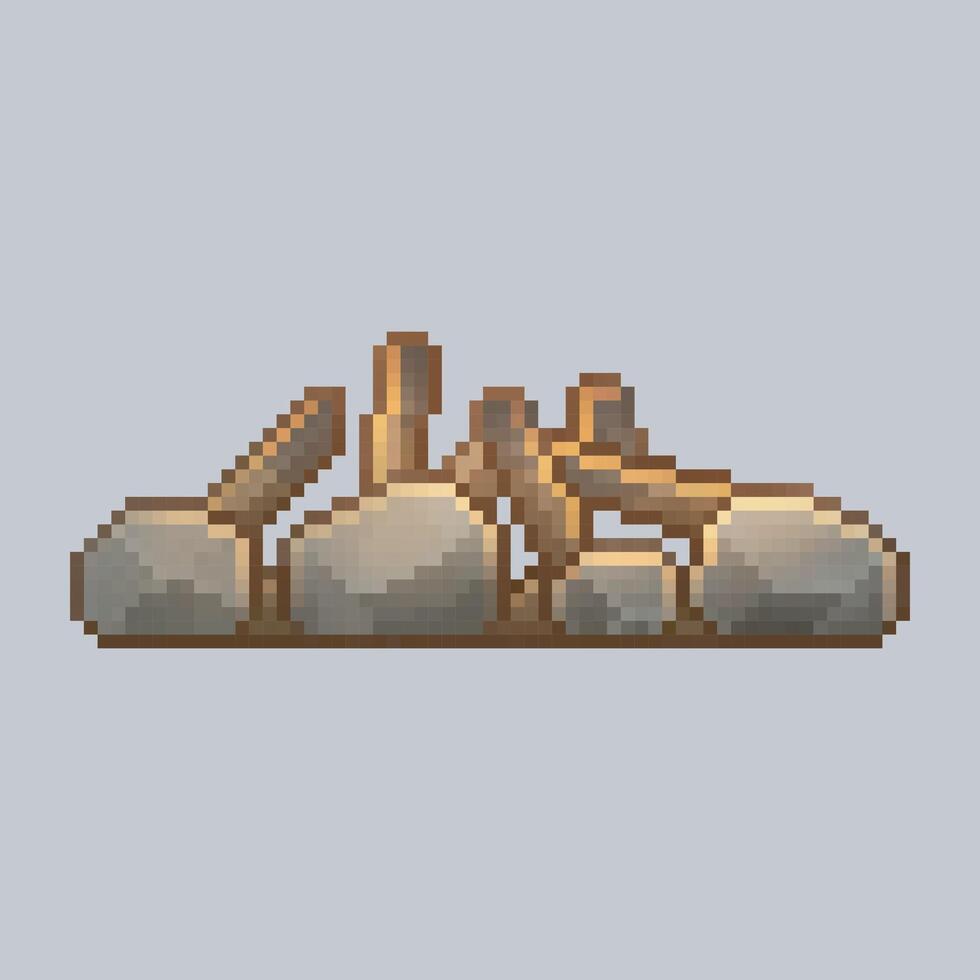bonfire stone in pixel art style vector