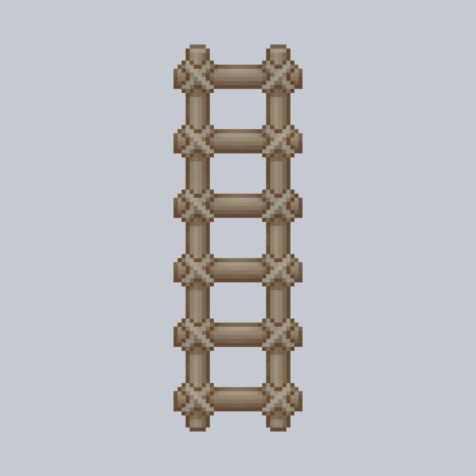 bamboo ladder in pixel art style vector