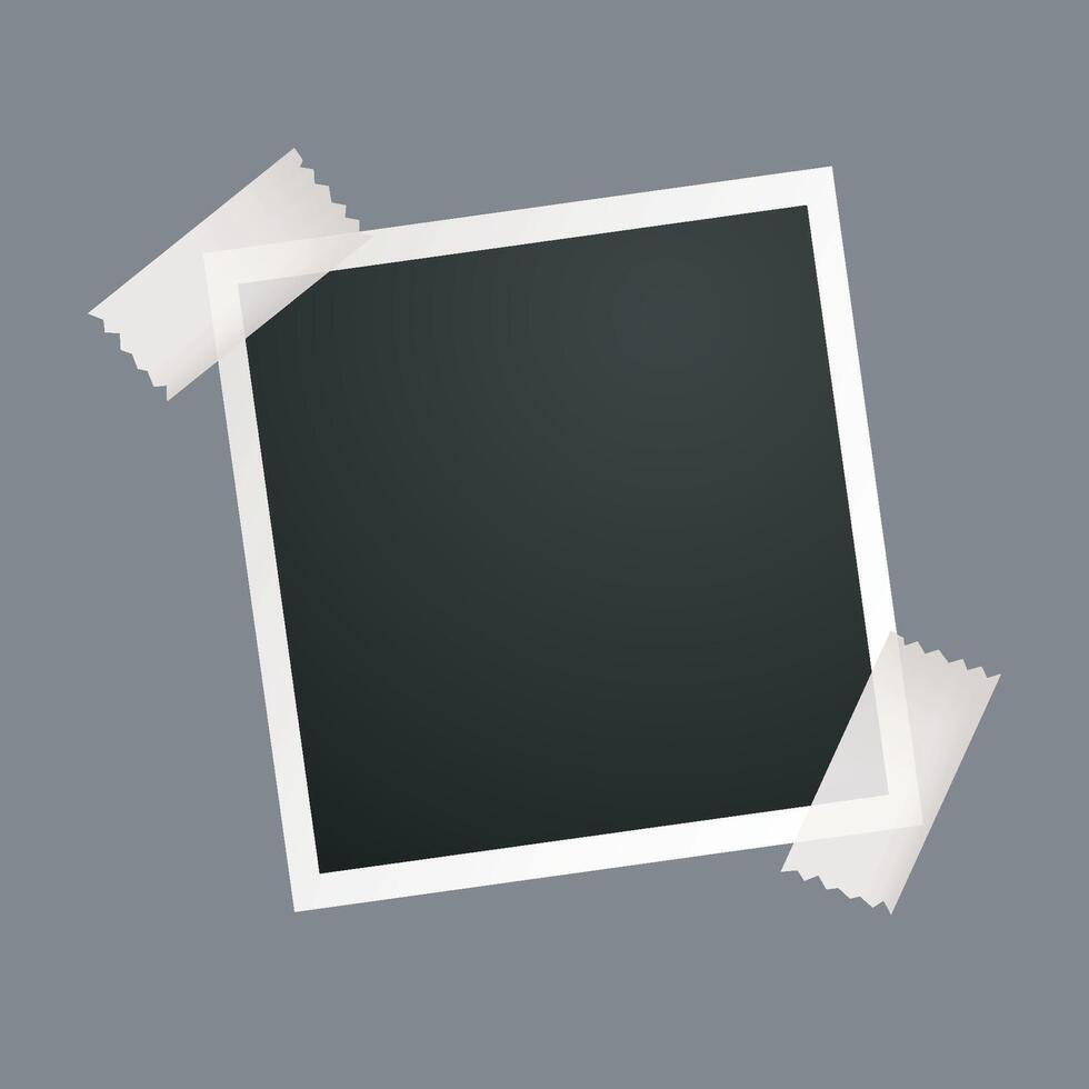 blank photo frame with tape in isolated background vector