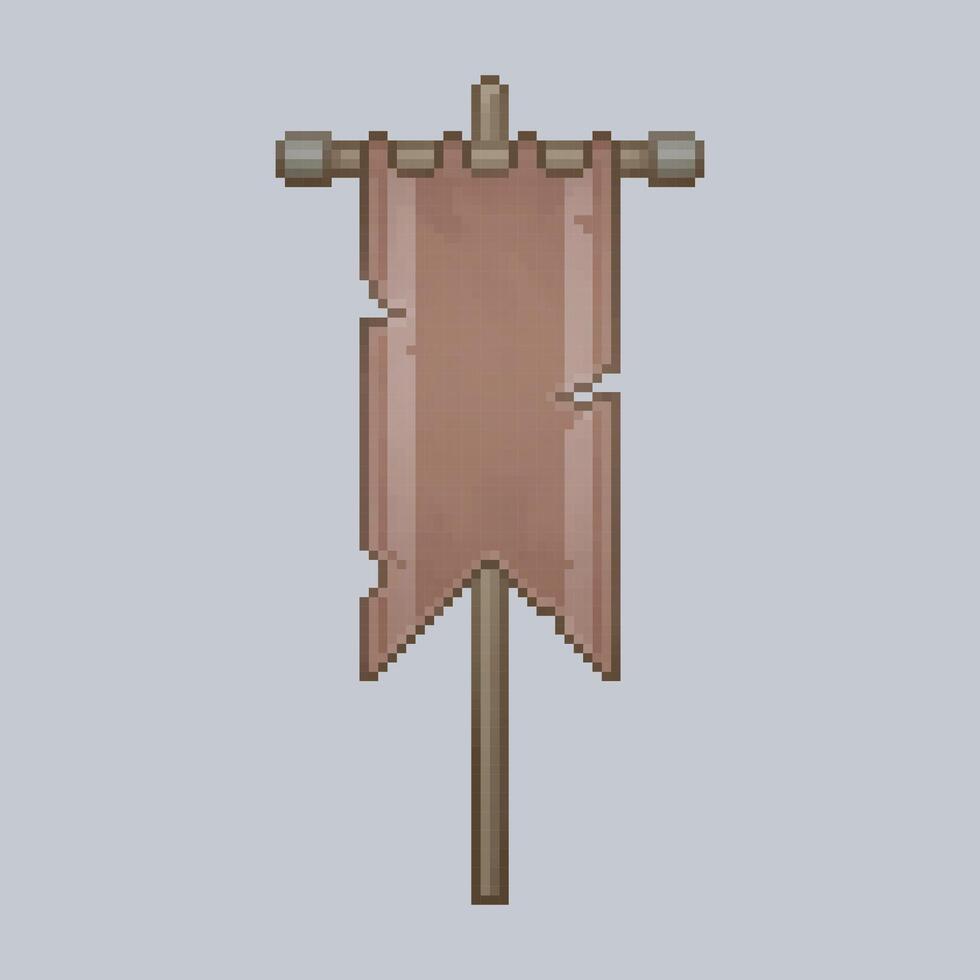 red rusted flag in pixel art style vector