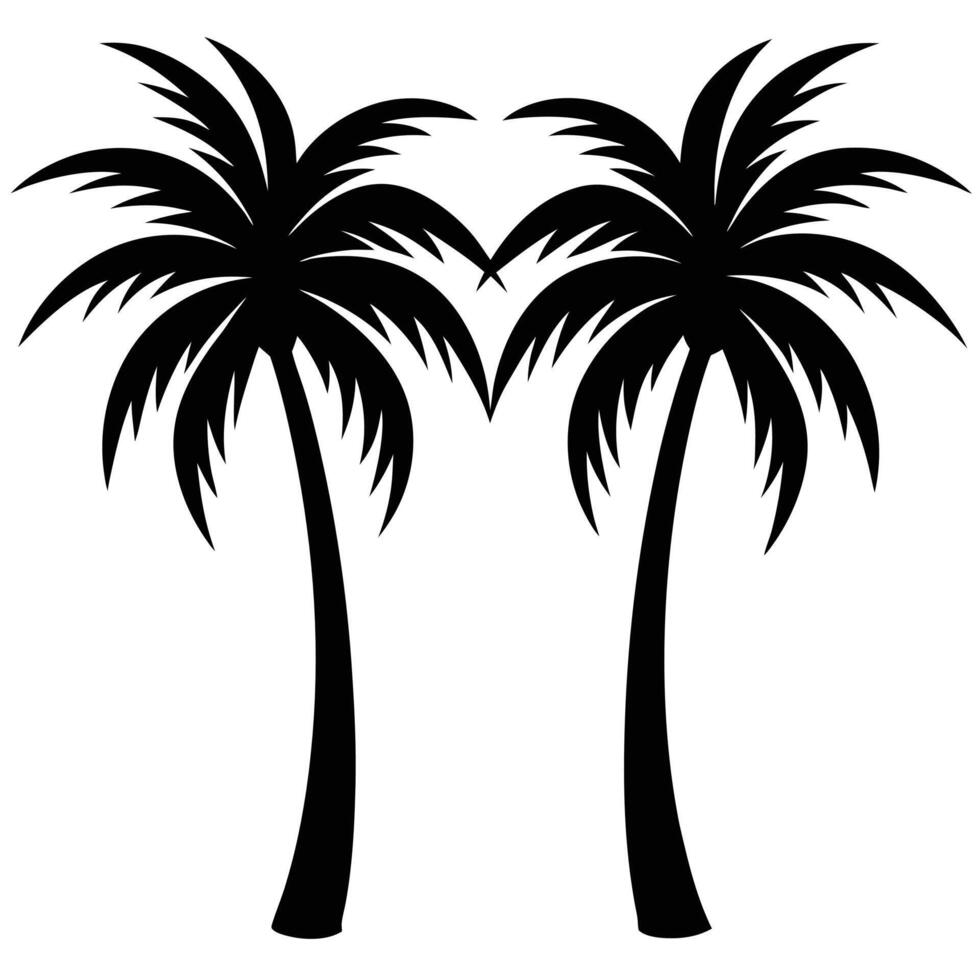 a pair of coconut trees with a uniform symmetrica vector