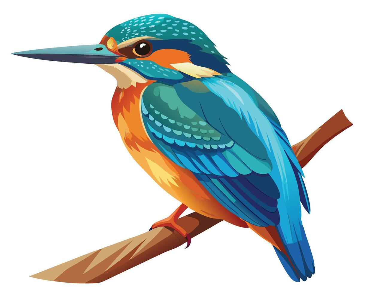 a realistic watercolor of a common kingfisher with bright colors vector