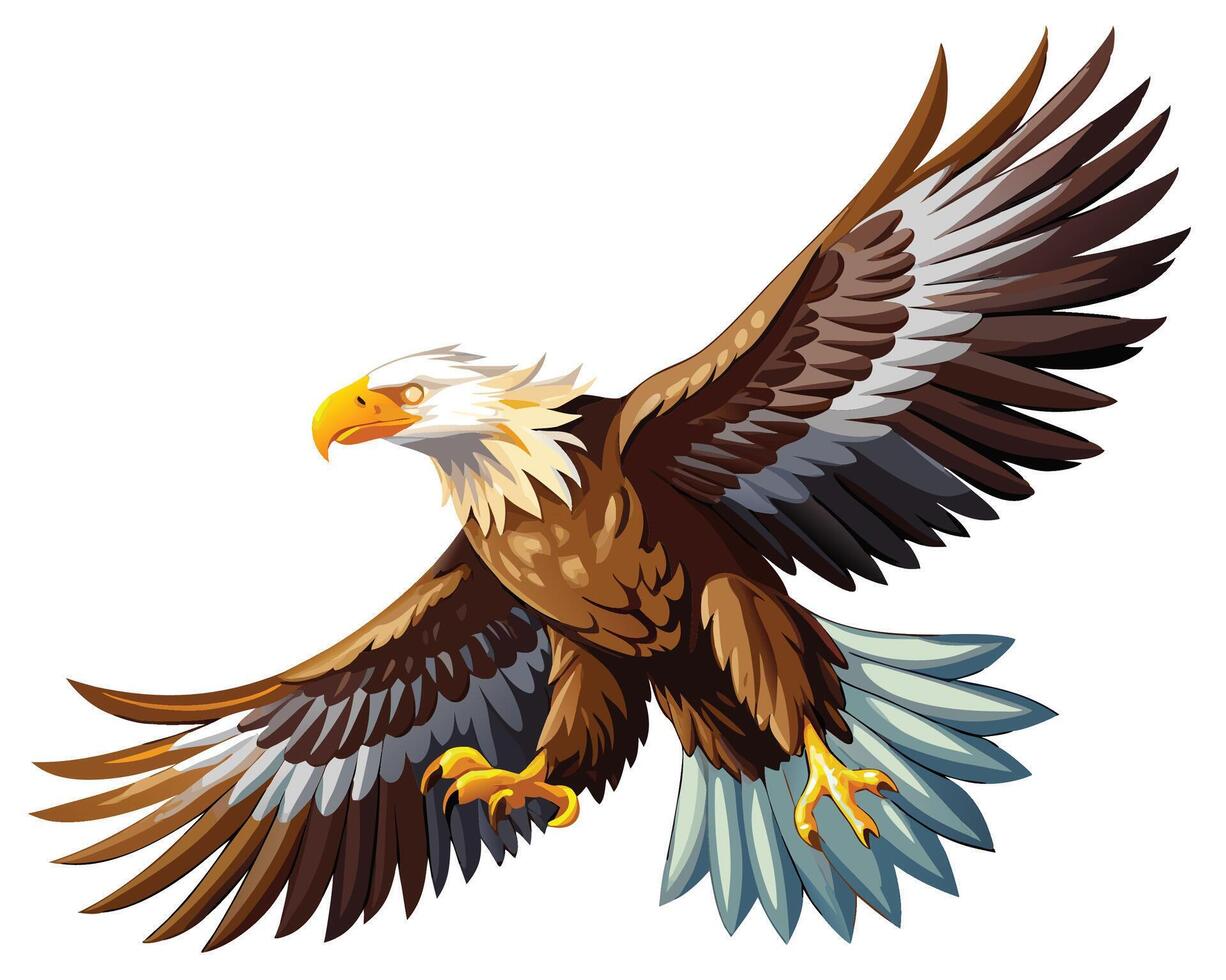 a realistic watercolor of a white tailed eagle with its powerful wings vector