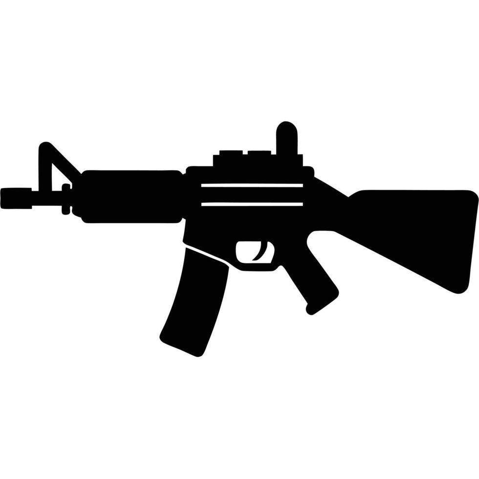 Silhouette of Grenade Launcher Attached to Weapon vector