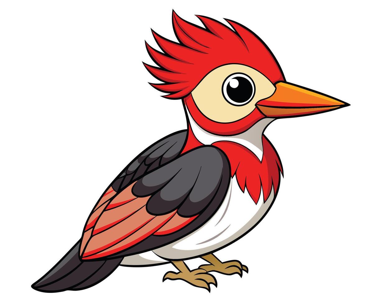 a gentle watercolor of a woodpecker with a bright red head vector