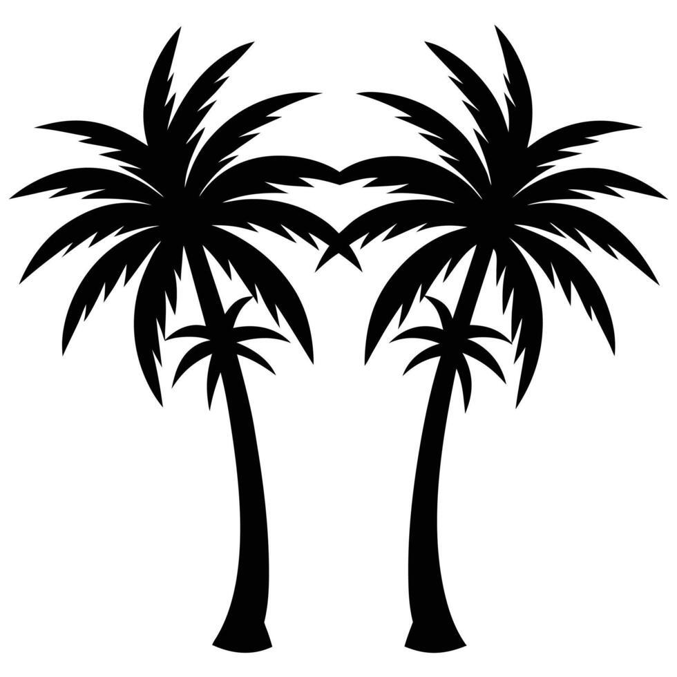 a pair of coconut trees leaning slightly toward ea vector