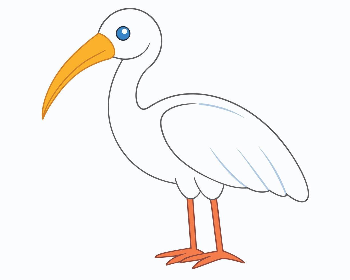 a vivid watercolor of a white ibis with its long, curved bill vector