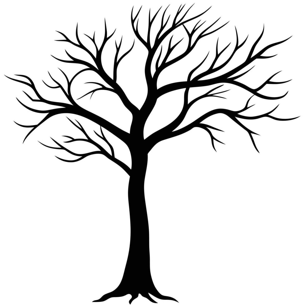 a single thin tree with branches bent inward cas vector