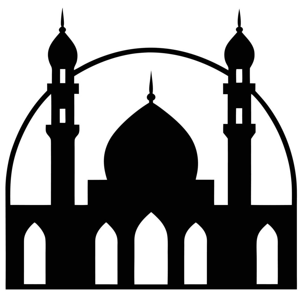 a mosque minaret with a series of arches leading u vector