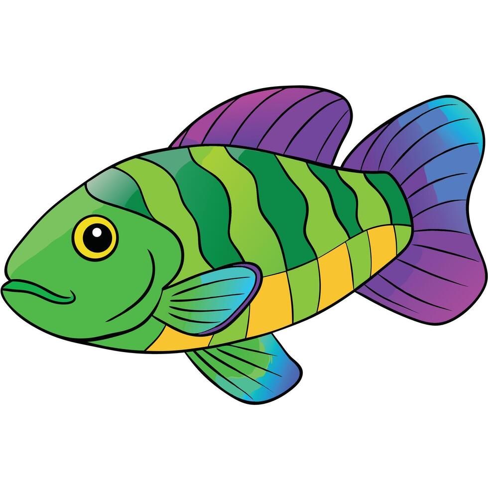 a colorful watercolor of a wrasse fish with its vector