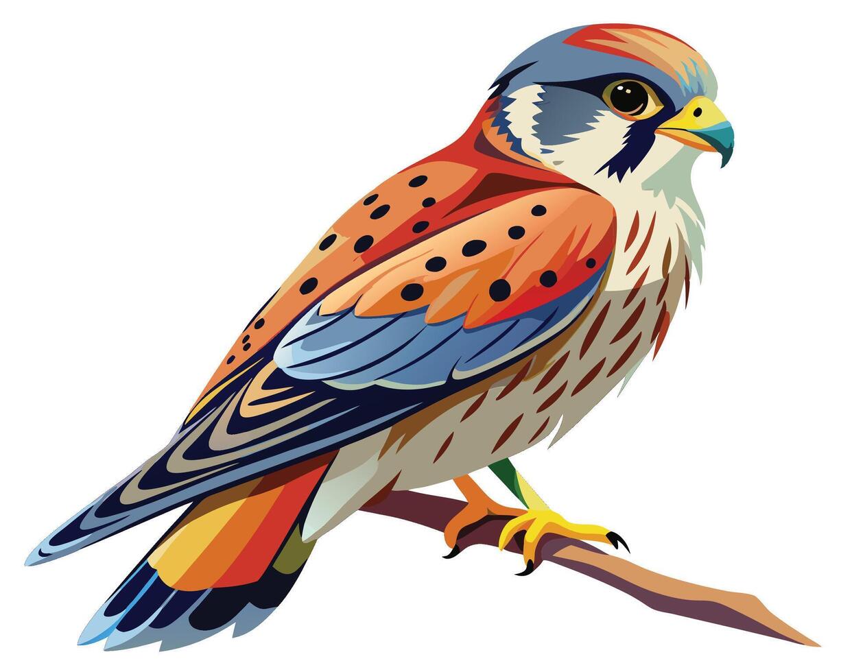 a vibrant watercolor of an american kestrel with its colorful plumage vector