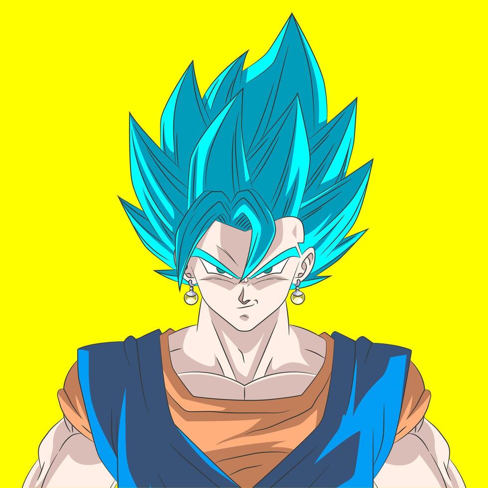 Illustration of Vegetto SSJ Blue in battle suit vector