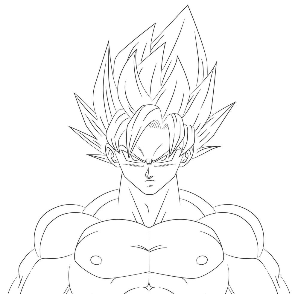 Freshly drawn illustration of Super Saiyan Goku with combat damage vector