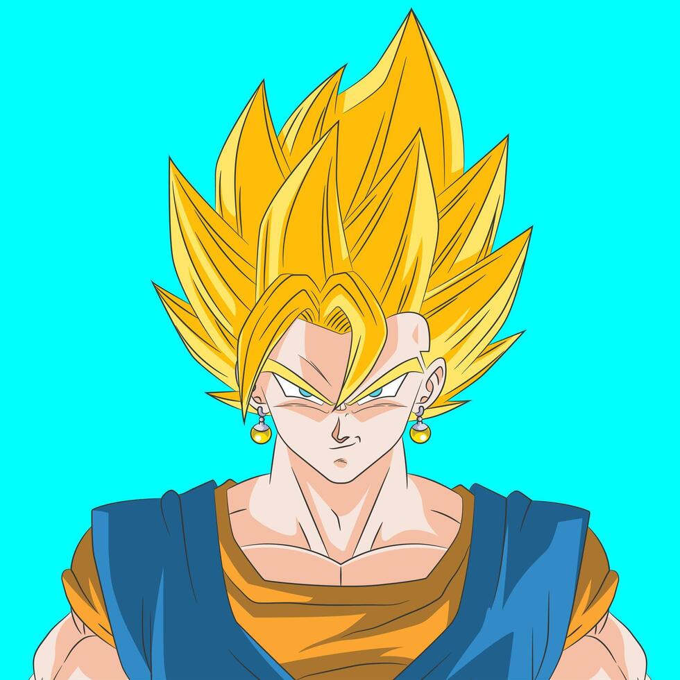 Illustration of Vegetto SSJ happy anime person vector