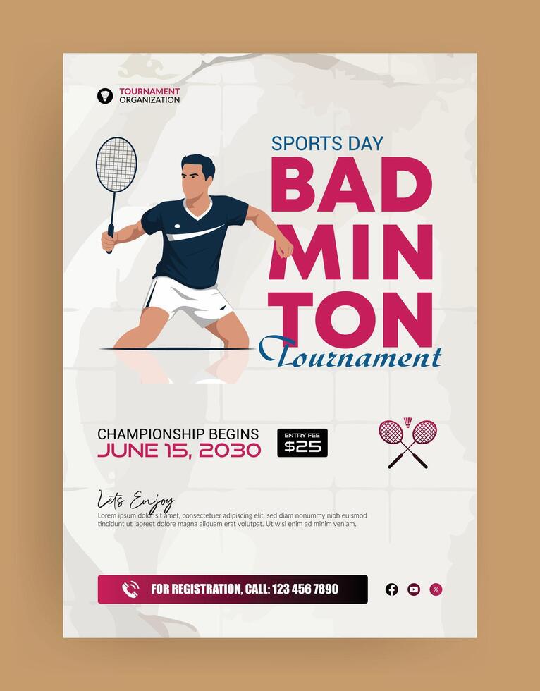 Sports Badminton Poster Design Template vector