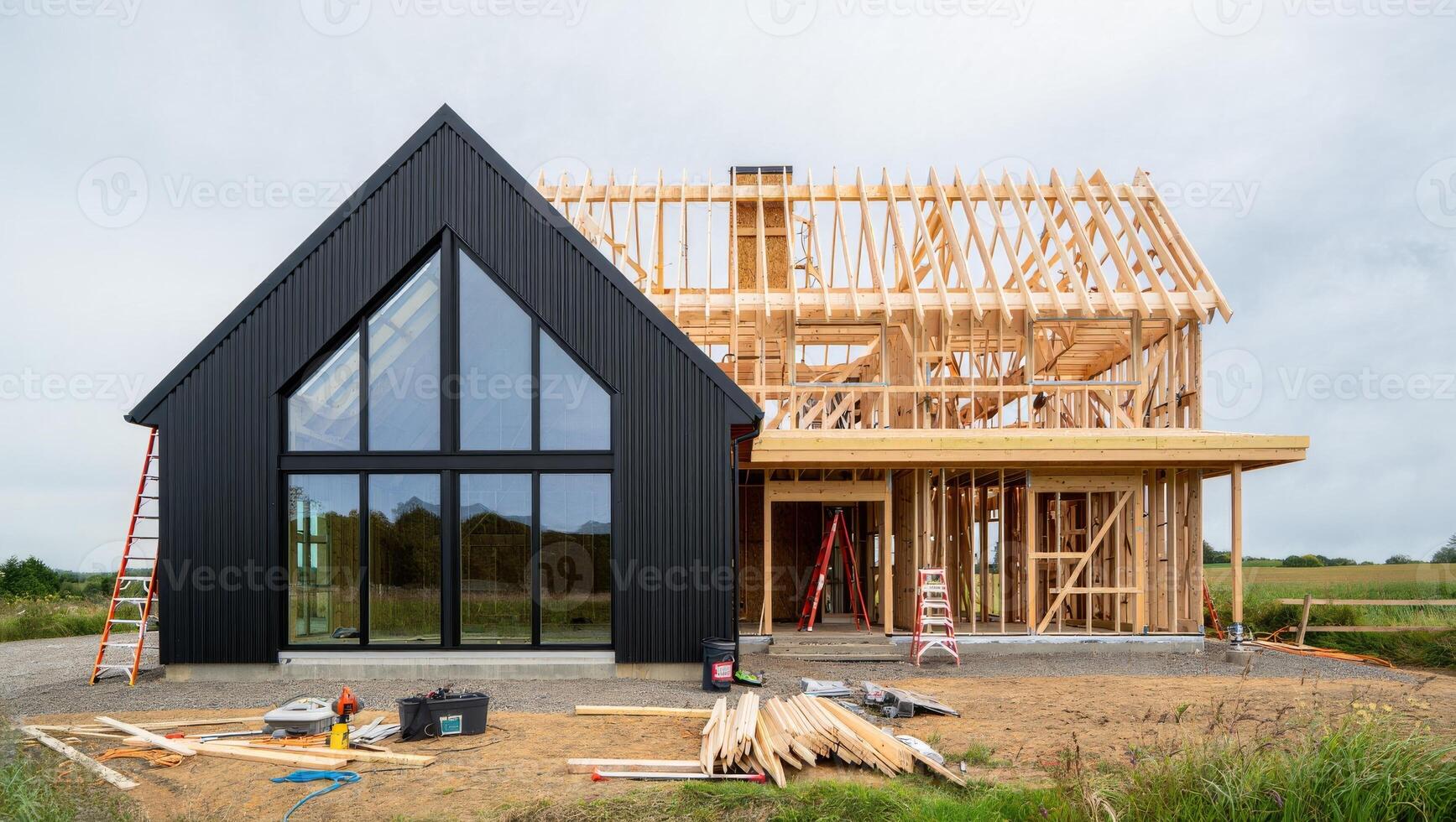 Modern Farmhouse Build with Open Frame and Industrial Finish photo