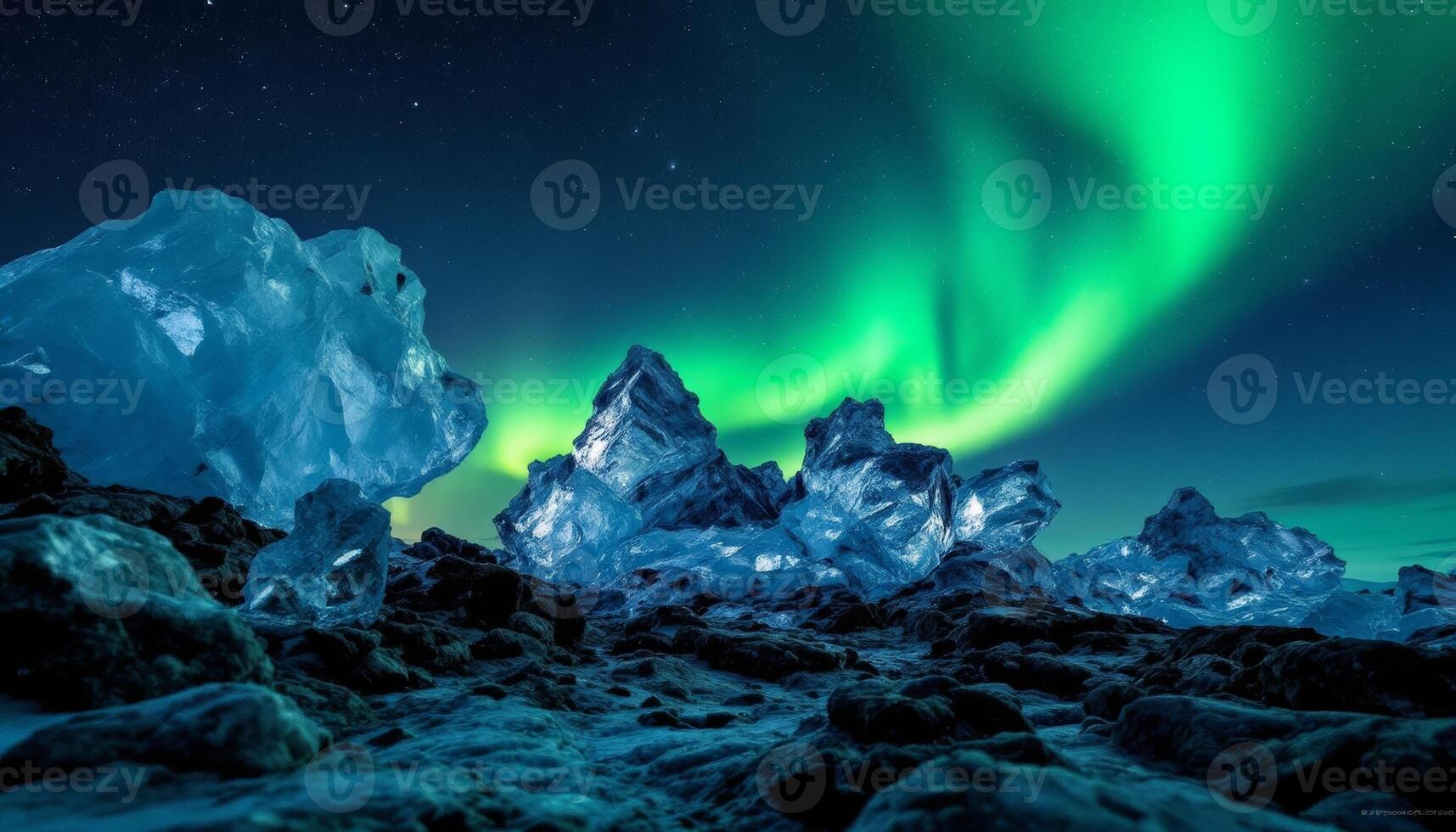 The aurora borealis lights up the sky over iceland photo