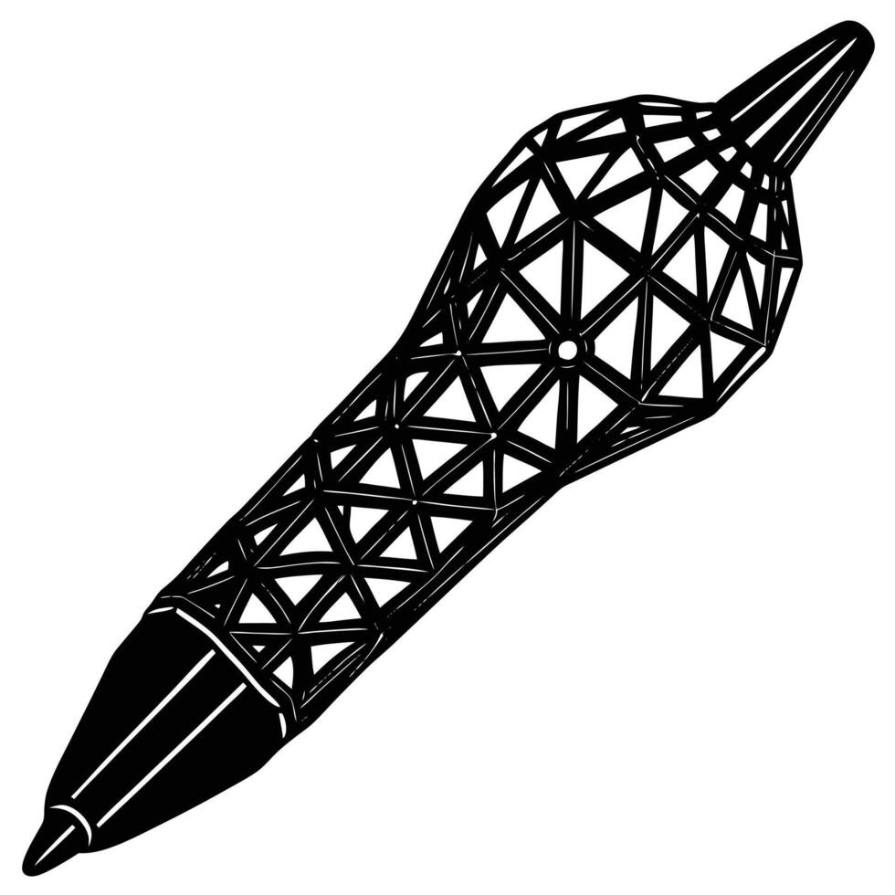 A black and white drawing of a pen vector