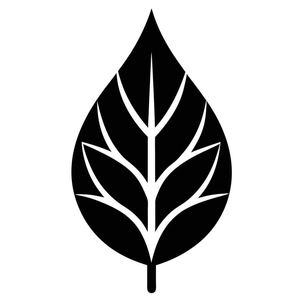 A stylized black leaf icon isolated on white background vector