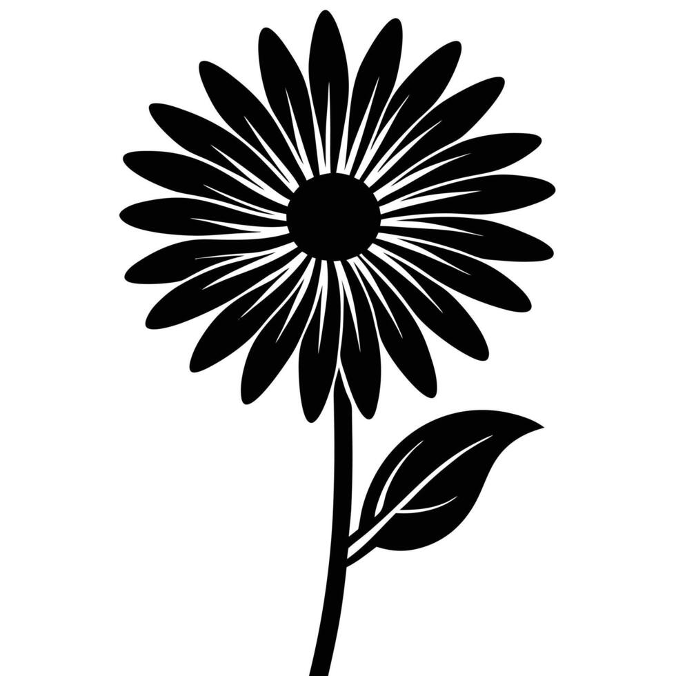 A black silhouette of a daisy flower isolated on white background vector