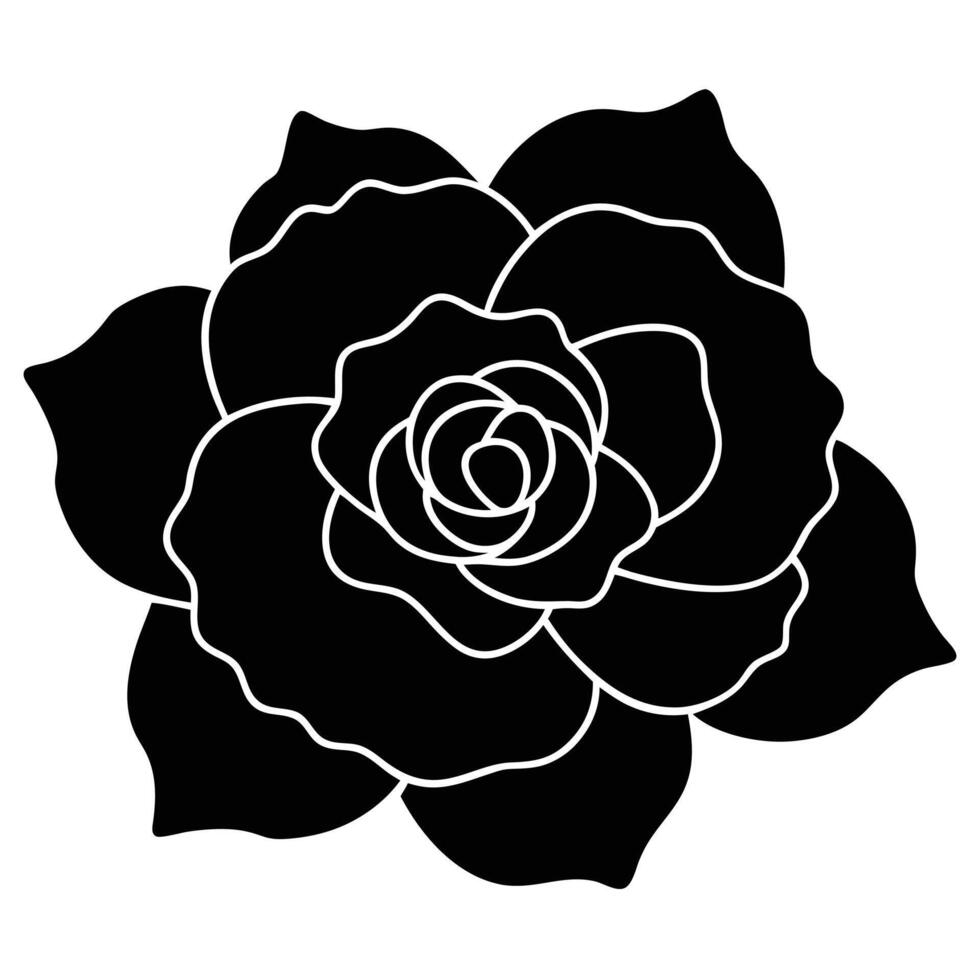 Black silhouette of a rose flower isolated on white background vector