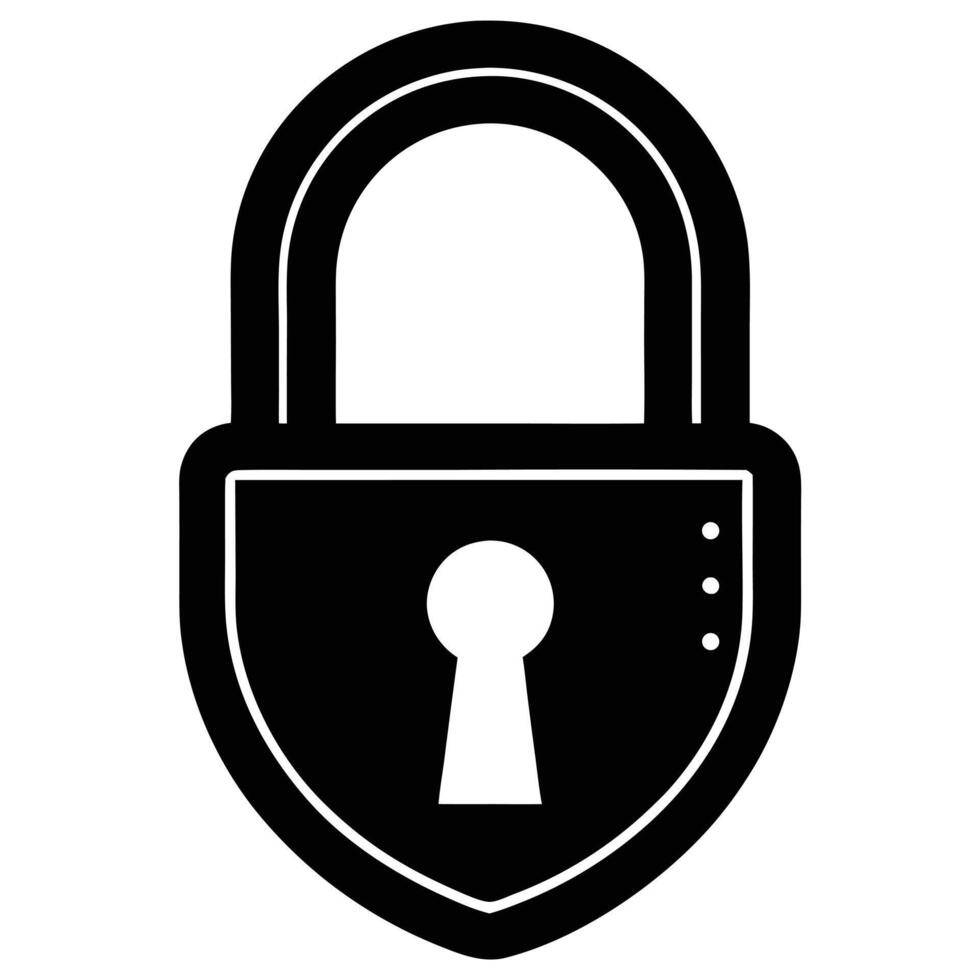 A black padlock icon, isolated on white background, symbolizes security and protection vector