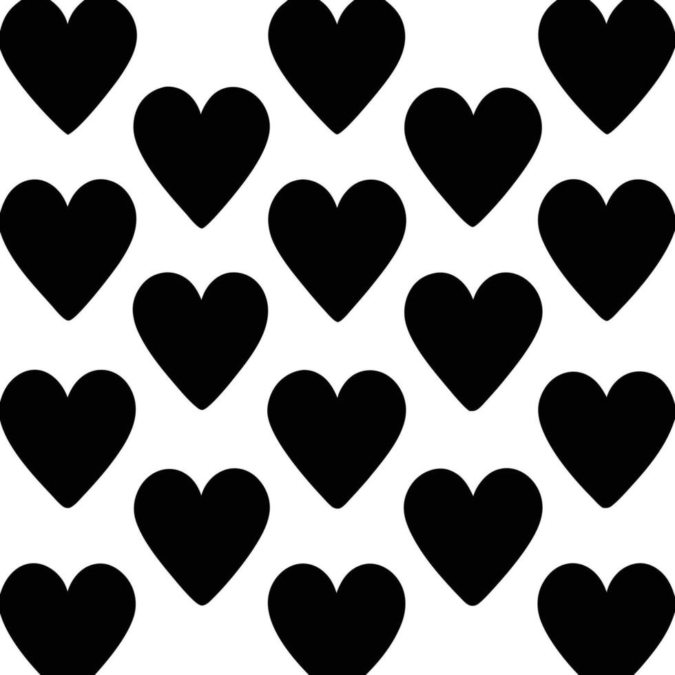 A repeating pattern of black hearts isolated on white background vector