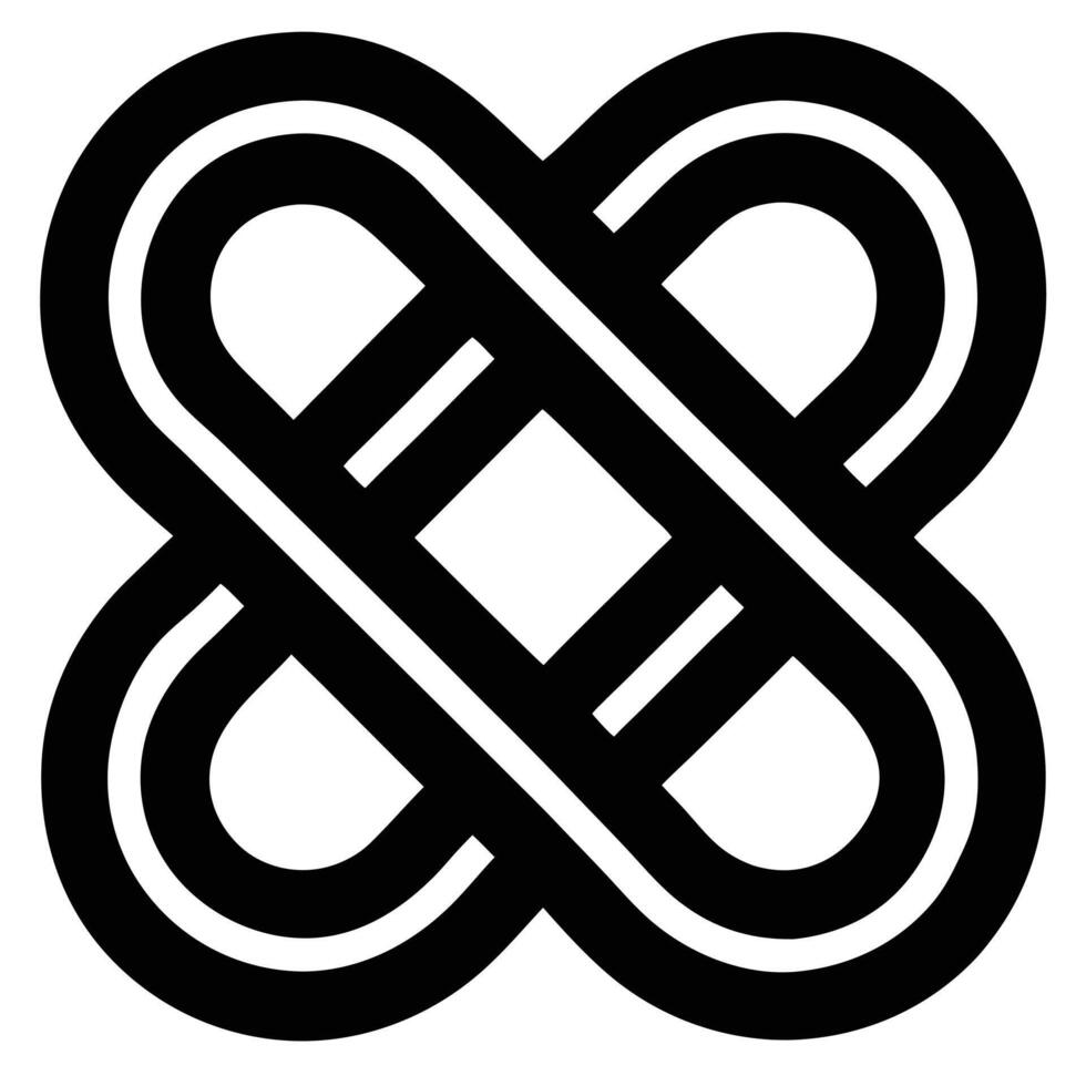 Intertwined black lines forming a geometric knot pattern, isolated on white background vector