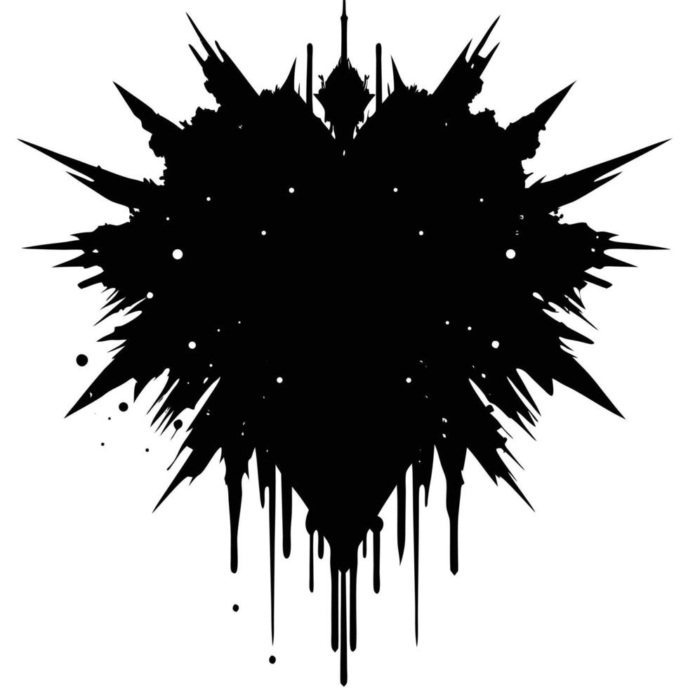 A black ink splatter in the shape of a heart, isolated on white background vector