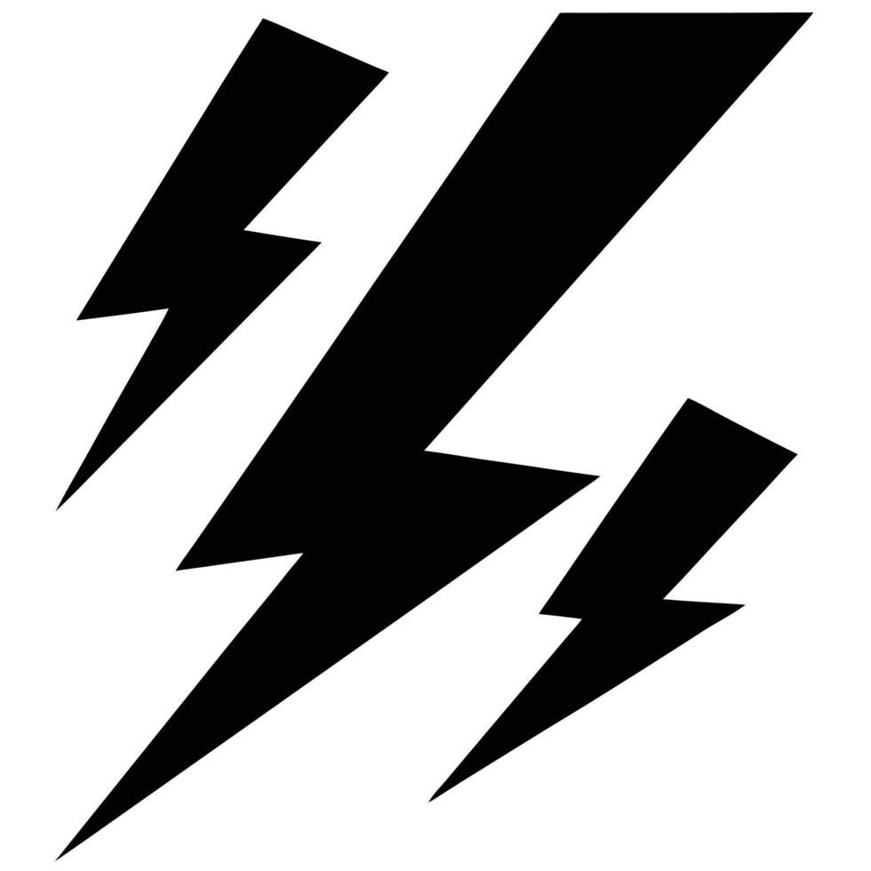 Three black lightning bolts isolated on white background vector