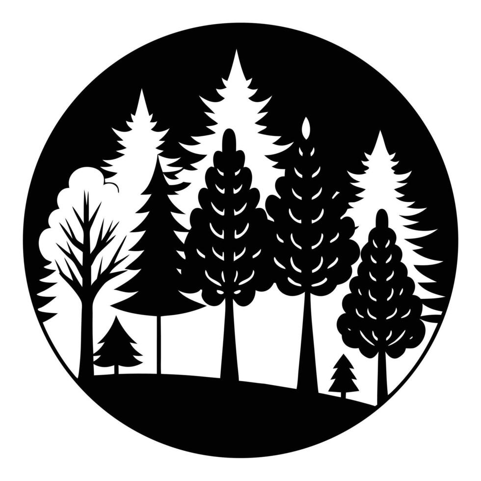 A stylized illustration of a group of trees in a circle, isolated on white background vector