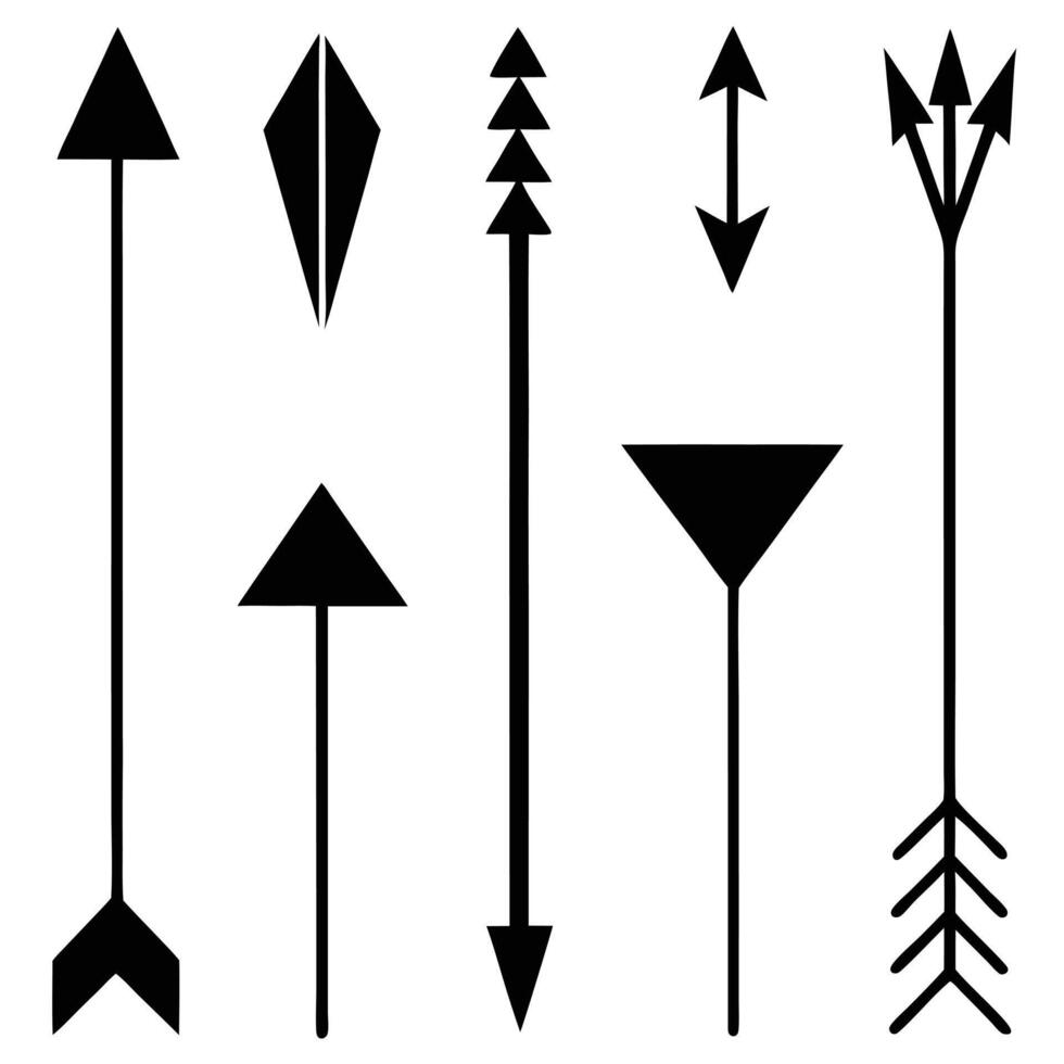 A set of various black arrow icons isolated on white background vector