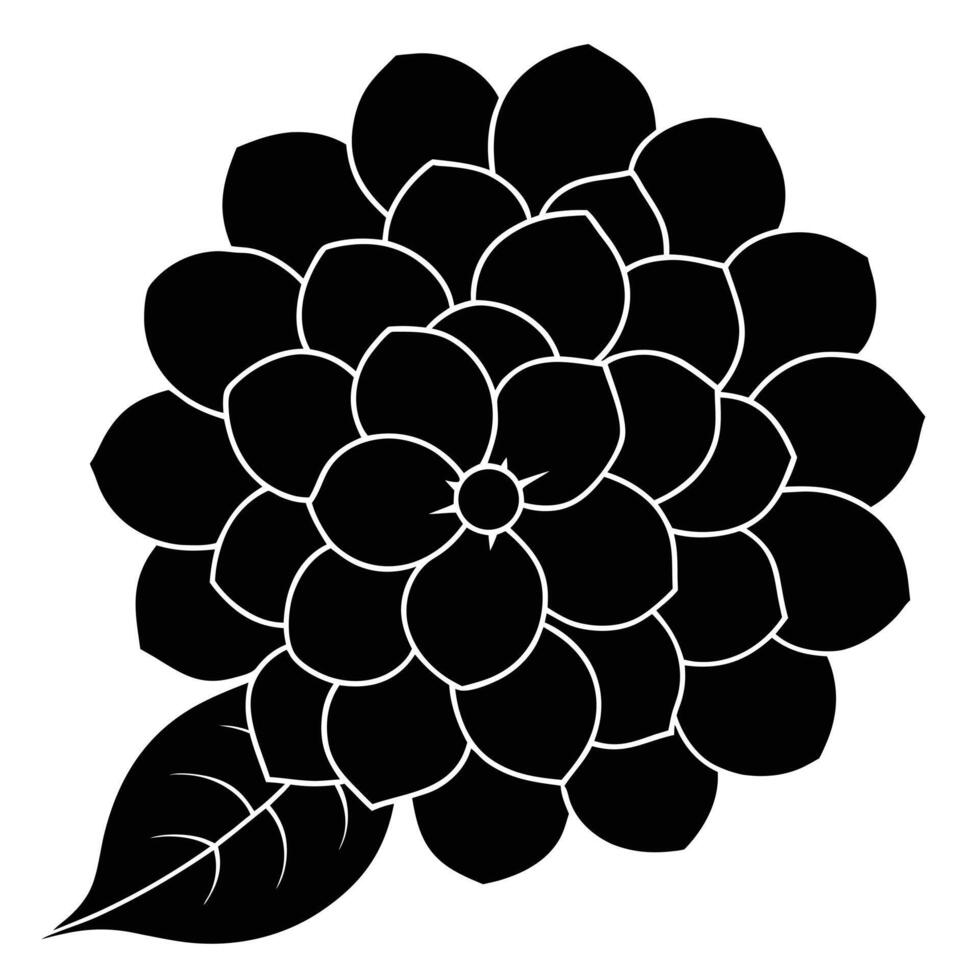 Black dahlia flower silhouette isolated on white background vector